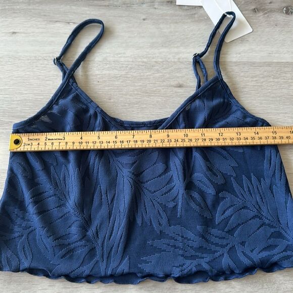 Wicked Weasel Sexy 9219 Peachy Palms Crop Top Navy M NWT - Picture 12 of 15